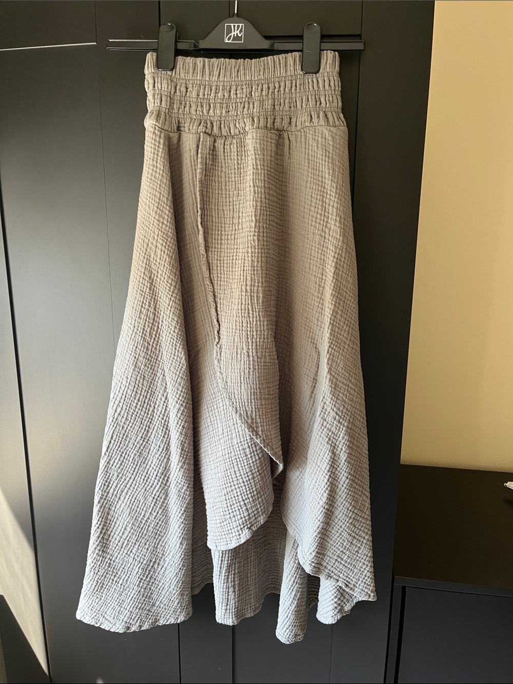 By Together Olive/Gray High-Low Crinkle Maxi Skirt